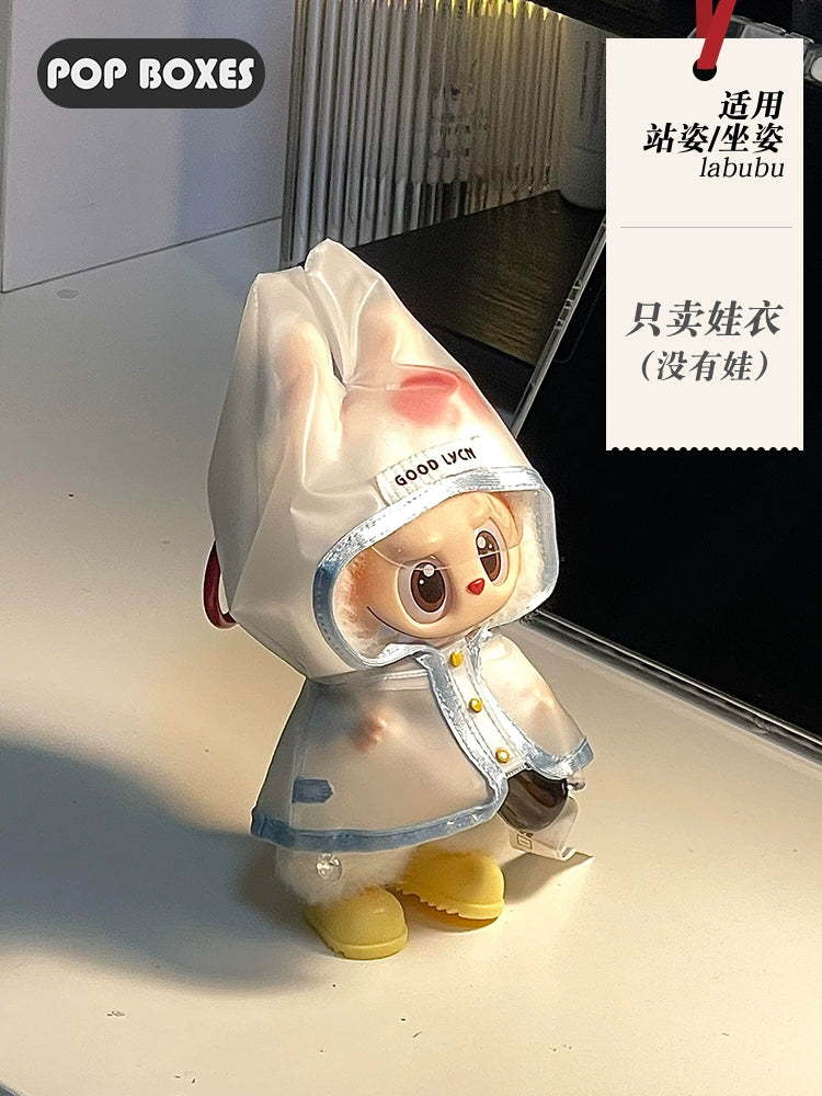 17cm Labubu Transparent Raincoat | Doll Clothes | Without Shoes