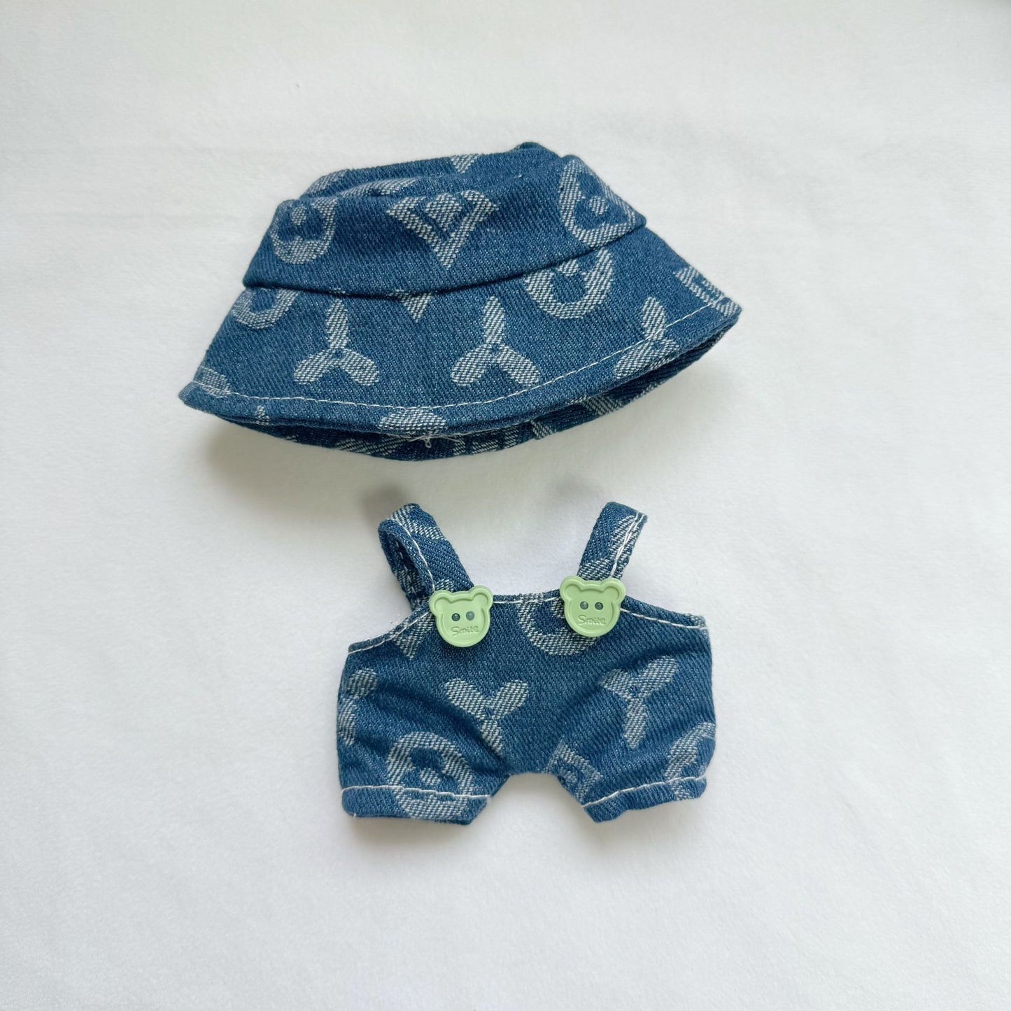 Labubu Series 1/2/3 Outfit - Denim Clover Set for Keychain Doll Clothes Streetwear