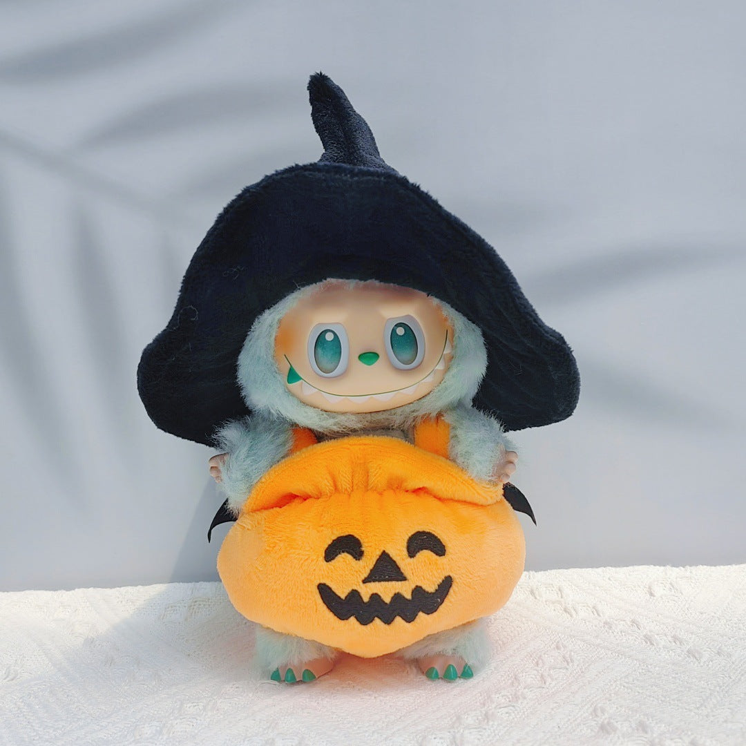 17cm Labubu Halloween Pumpkin & Christmas Devil Outfit | Vinyl Replacement Clothes with Horns & Tail for Collectible Dolls