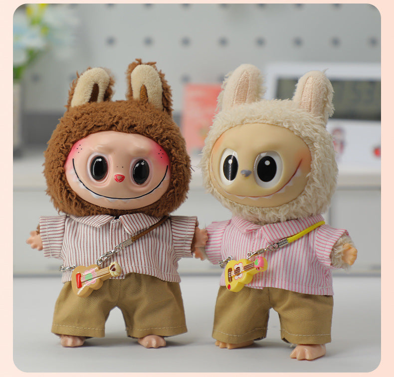 17cm Pop Mart Labubu Colorful Guitar Keychain | Vinyl Blind Box Figure with Musical Instrument Prop | Collectible Doll Accessory