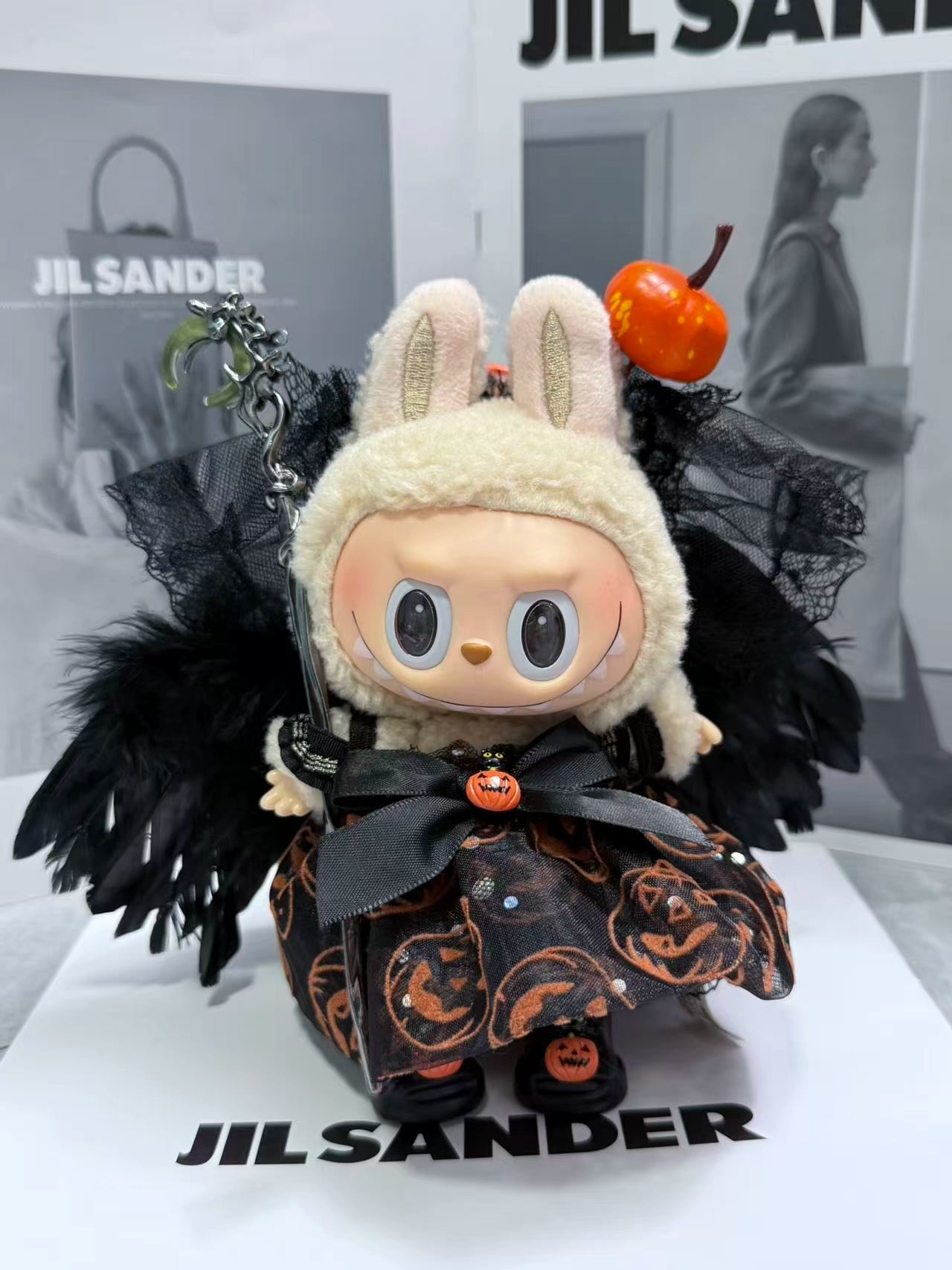 17cm Labubu Halloween Outfit - POP MART Black Gothic Clothes for Vinyl Doll