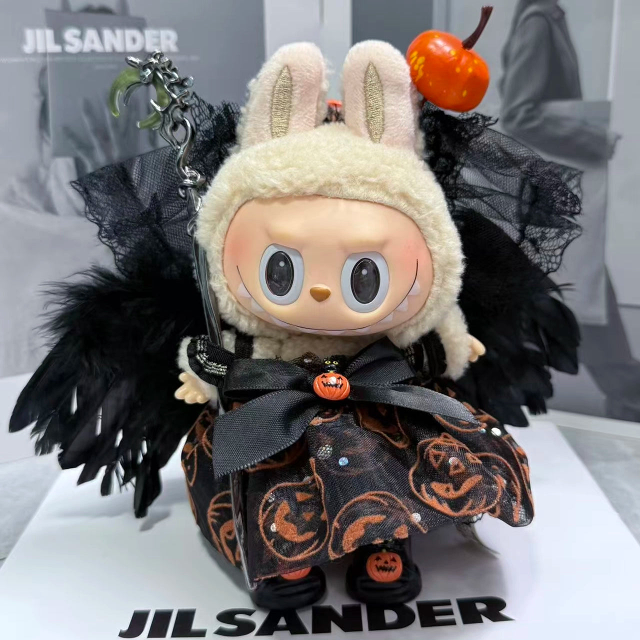 17cm Labubu Halloween Outfit - POP MART Black Gothic Clothes for Vinyl Doll