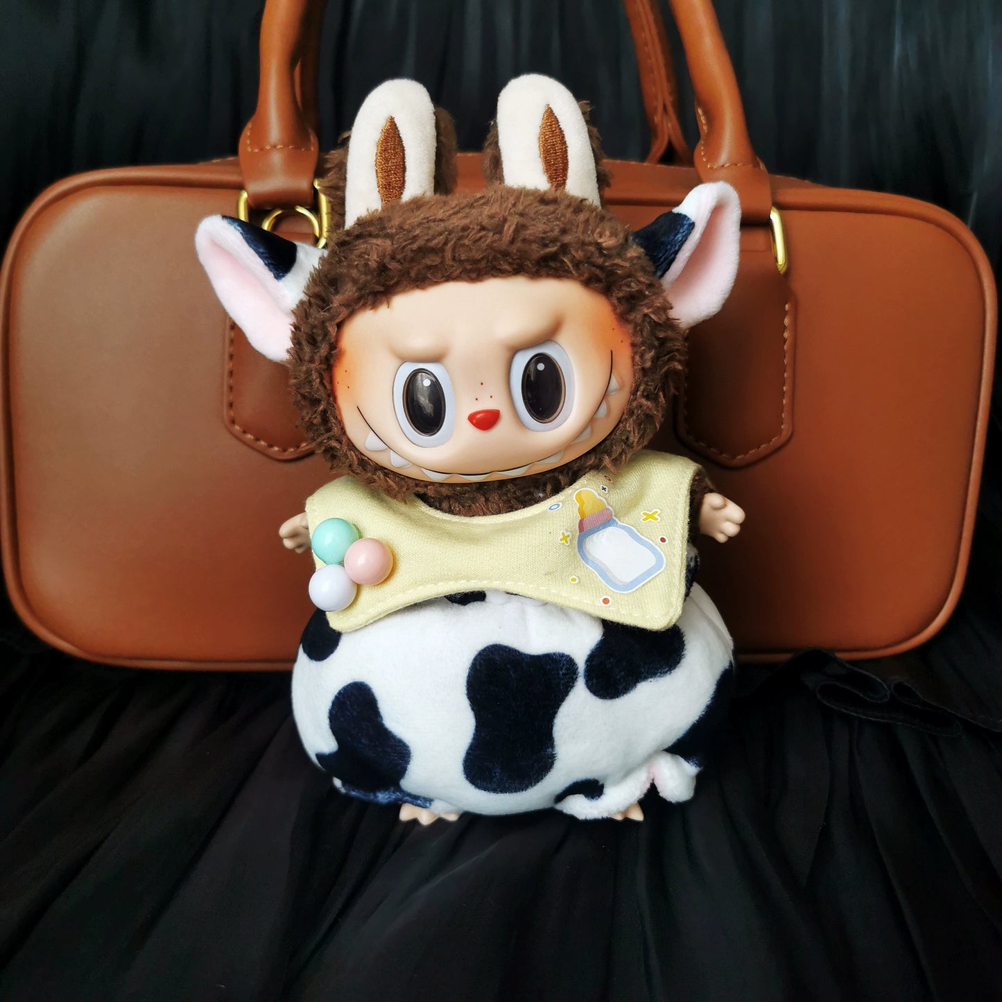 Halloween Pumpkin Costume for Labubu Macaroon Sitting Party | Plush Shark Outfit Set (Clothes Only)