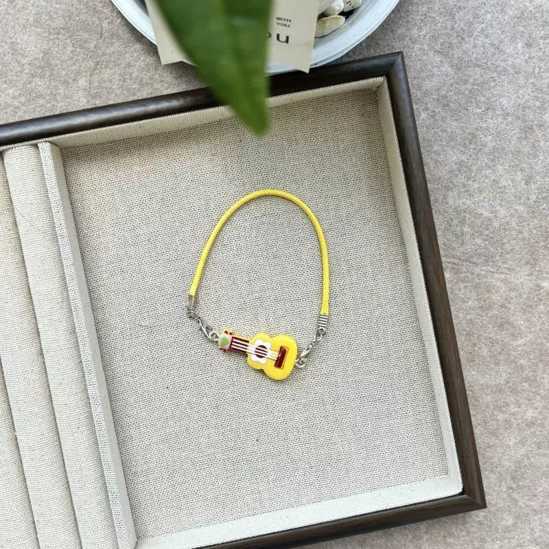 Resin Mini Guitar & Crossbody Bag - Colorful Accessories for Cotton Doll Decoration