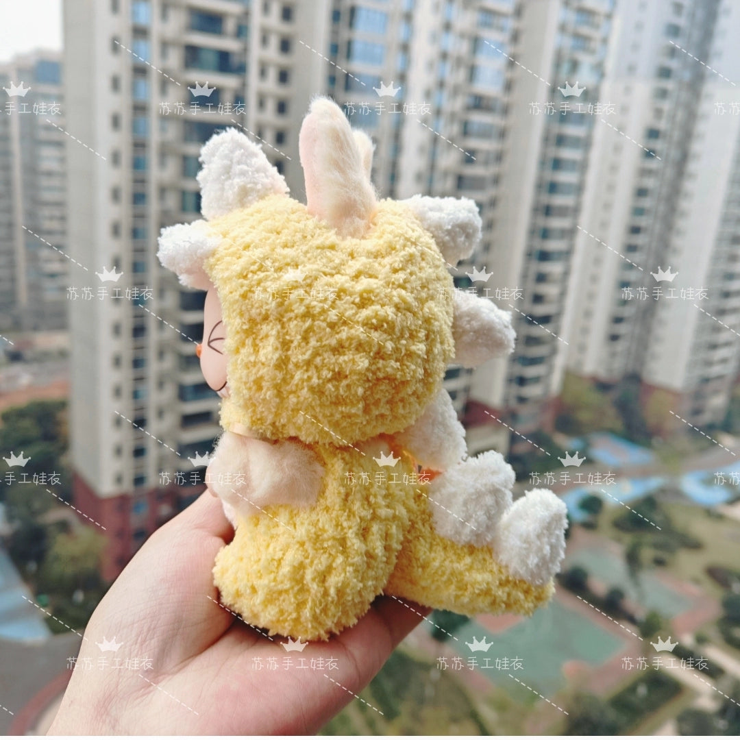 POP MART Labubu Hand-Knitted Dinosaur Outfit - Plush Vinyl Doll Clothes for Blind Box