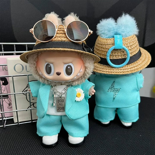 **Labubu x G-Dragon GD Concert Mint Green Outfit Set | Fits Gen 1-3 Macaron Vinyl Charms**