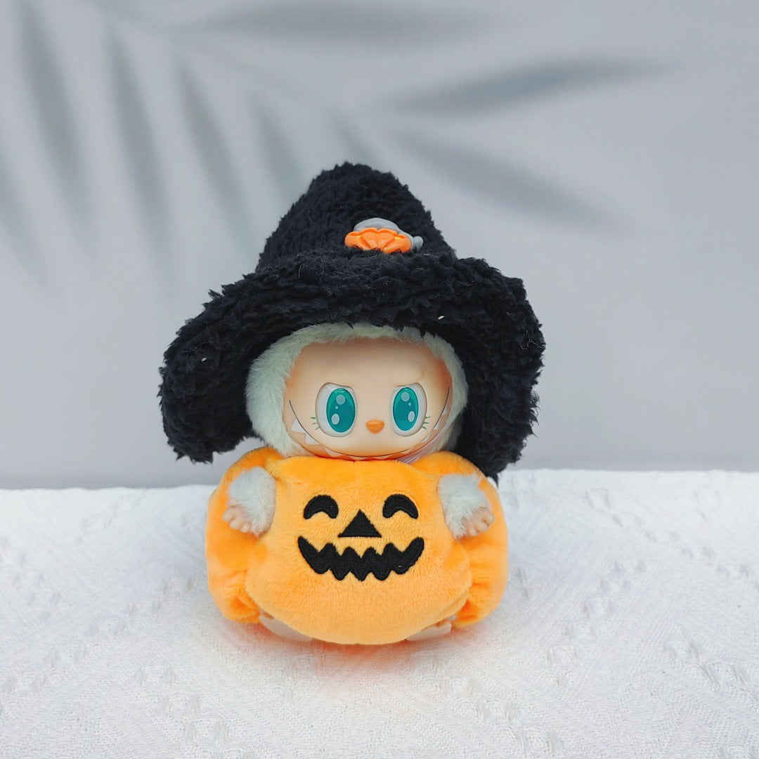 17cm Labubu Halloween Pumpkin & Christmas Devil Outfit | Vinyl Replacement Clothes with Horns & Tail for Collectible Dolls