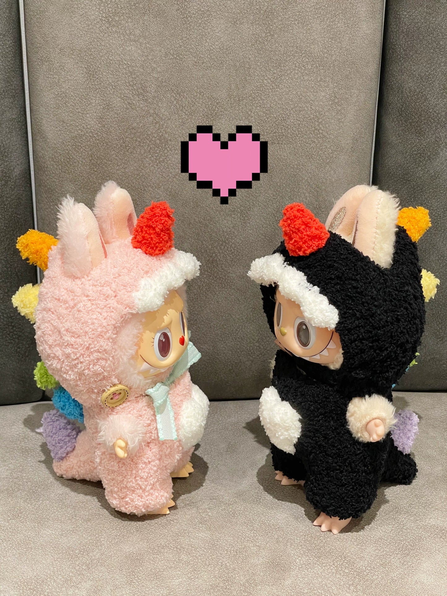 Labubu Vinyl & Plush Keychain | Handmade Crocheted Dinosaur Outfits | Replacement Clothes for Bag Charm Dolls
