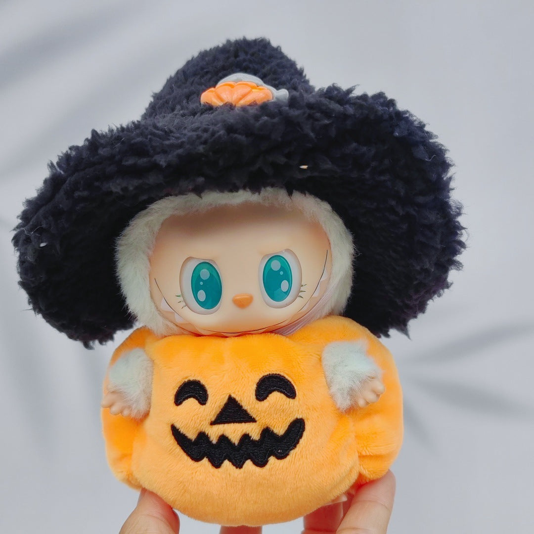17cm Labubu Halloween Pumpkin & Christmas Devil Outfit | Vinyl Replacement Clothes with Horns & Tail for Collectible Dolls