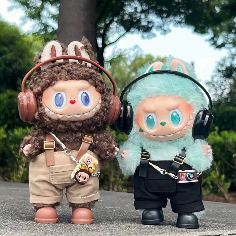 Labubu Series 1/2/3 Outfit - Overalls & Hat Set w/ Phone Strap for Blind Box Doll