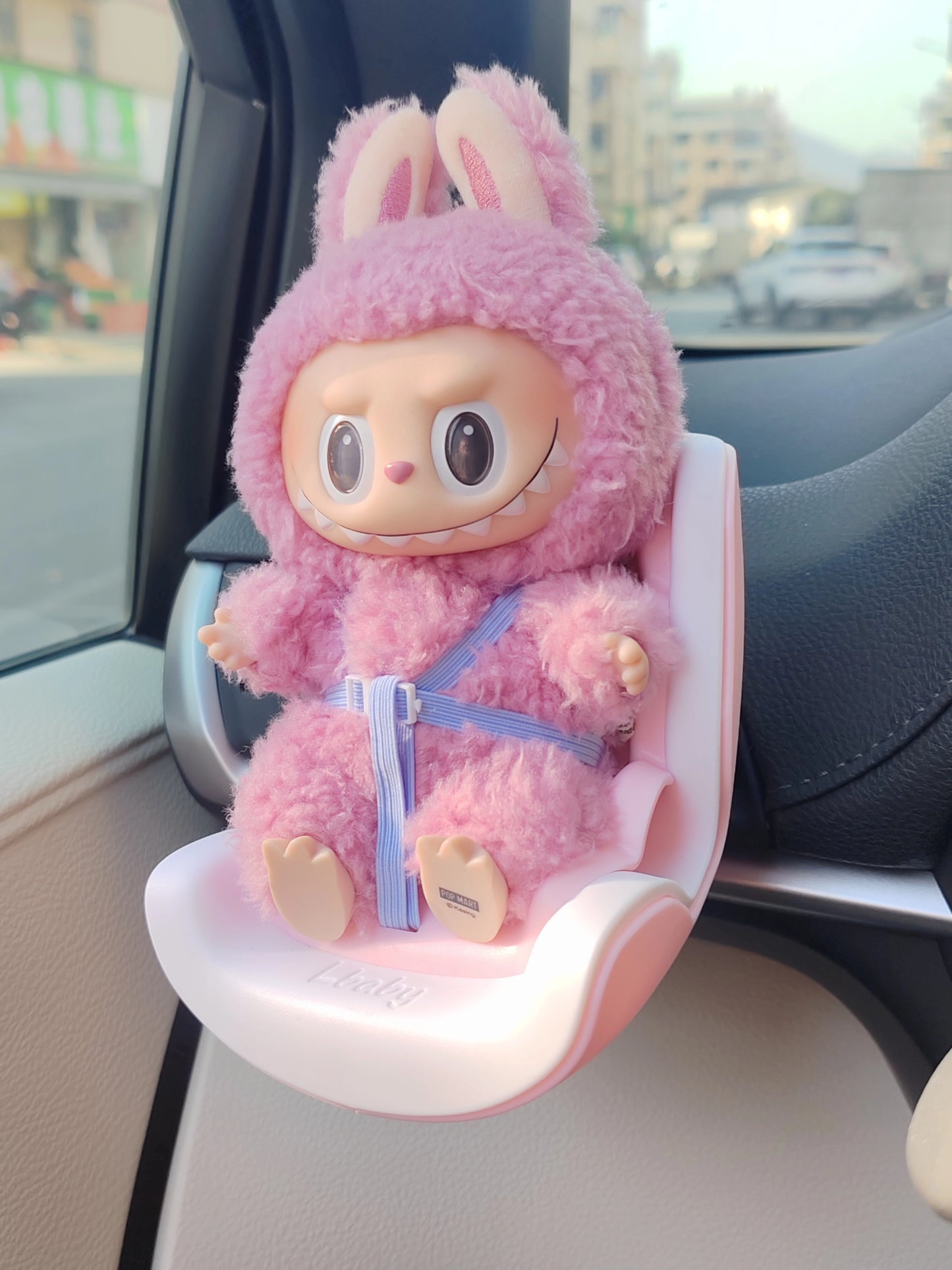 Labubu Vinyl Doll Compatible with Safety Seats | Car-Mounted Figurine, Vehicle Ornament & Car Air Vent Decoration