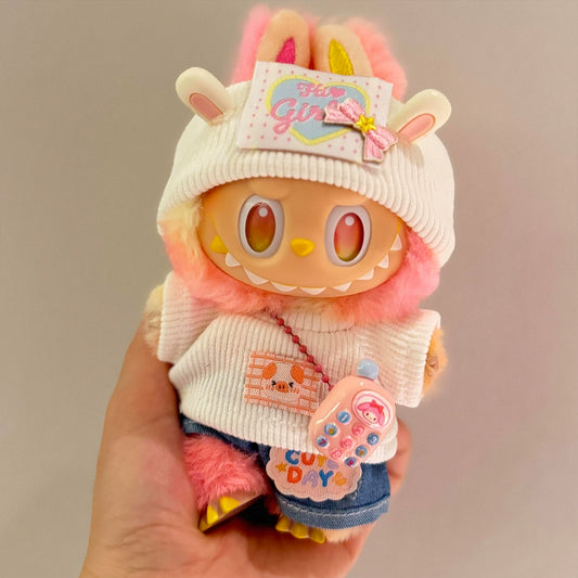 10.5cm Labubu 4th Gen Heart Code Collection High-Quality Vinyl Replacement Outfit Set | Clothes Only for Collectible Mini Keychain Charms