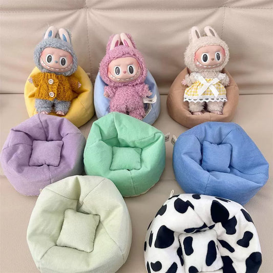 17cm Labubu Doll Mini Sofa - Car Bed & Display Decor for Vinyl Figures, Photo Prop