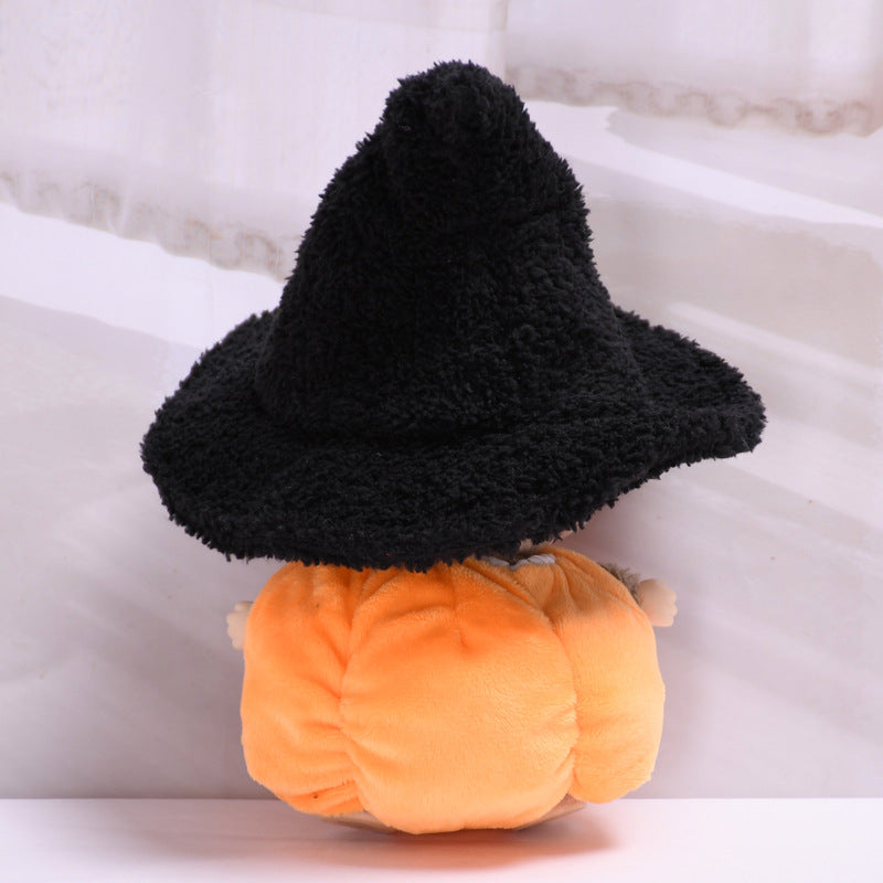 17cm Labubu 1st-2nd Gen Halloween Pumpkin Costume Set with Black Witch Hat | Clothes Only Replacement Outfit for Vinyl/Plush Keychain Charms