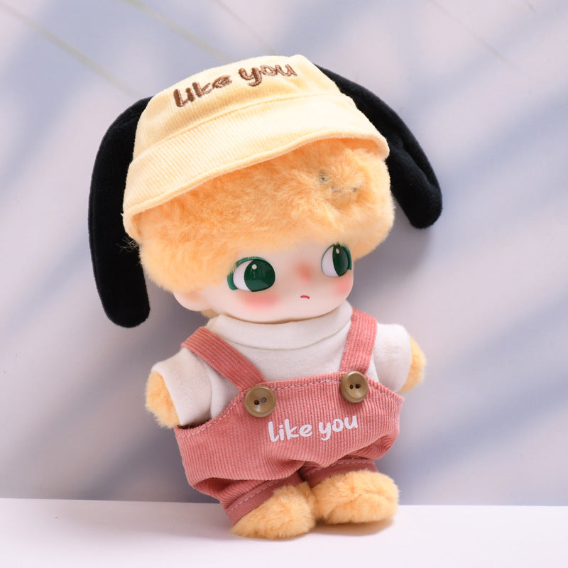 DIMOO WORLD Outfit Set - Watermelon Overalls & T-Shirt for Blind Box Keychain Doll