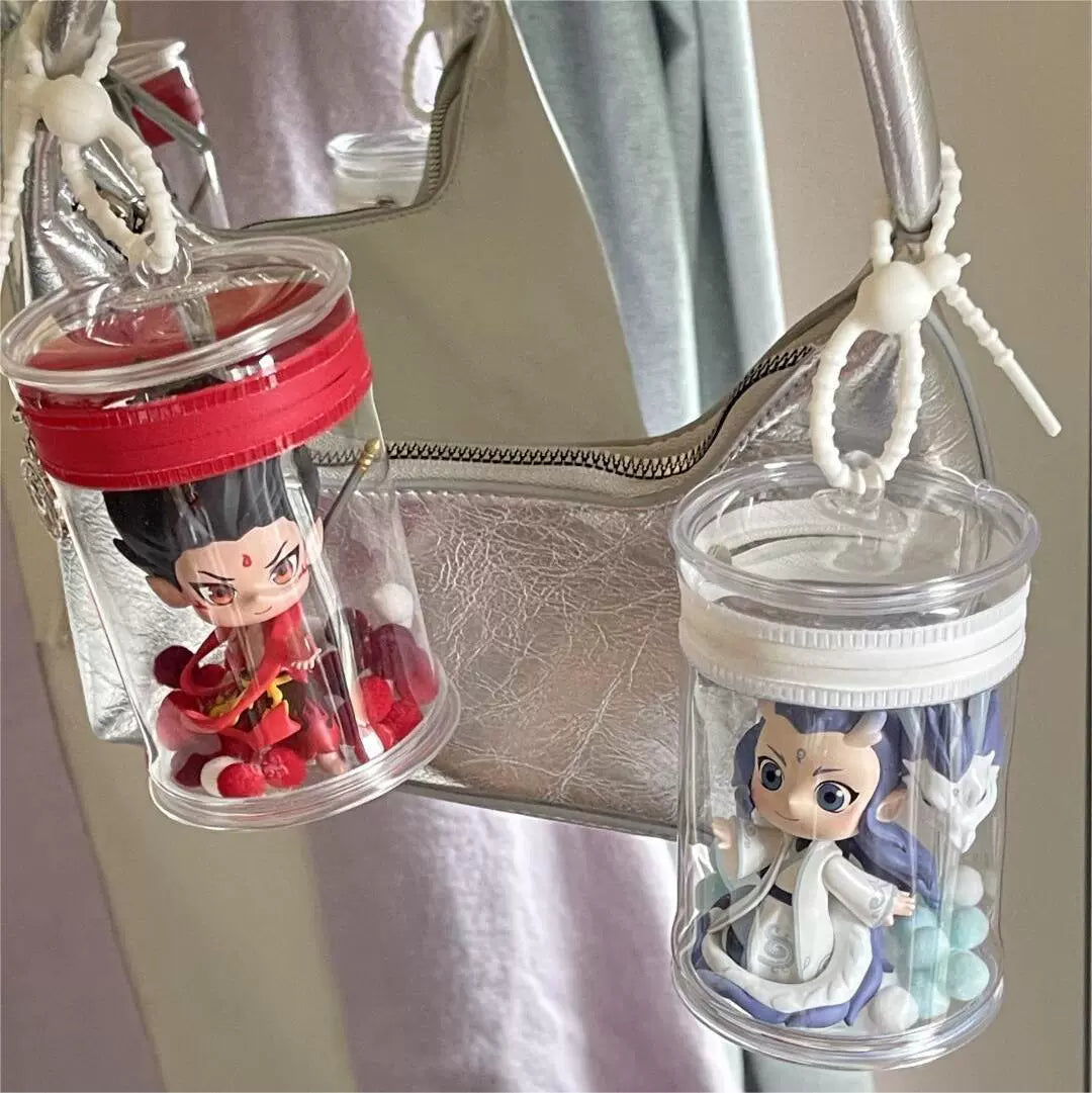 Clear PVC Cylinder Case for Blind Box Toys - Dustproof Zipper Bag & Keychain Display