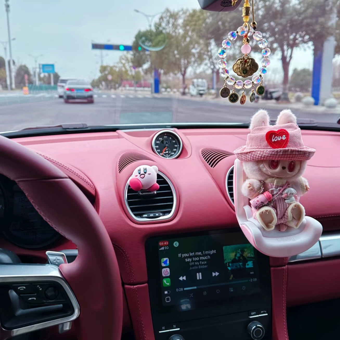 Labubu Vinyl Doll Compatible with Safety Seats | Car-Mounted Figurine, Vehicle Ornament & Car Air Vent Decoration