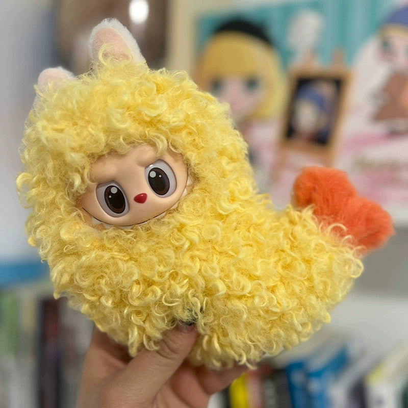 Labubu Fried Shrimp Costume - Shrimp-shaped Outfit for 17cm Gen1-3 Vinyl Dolls