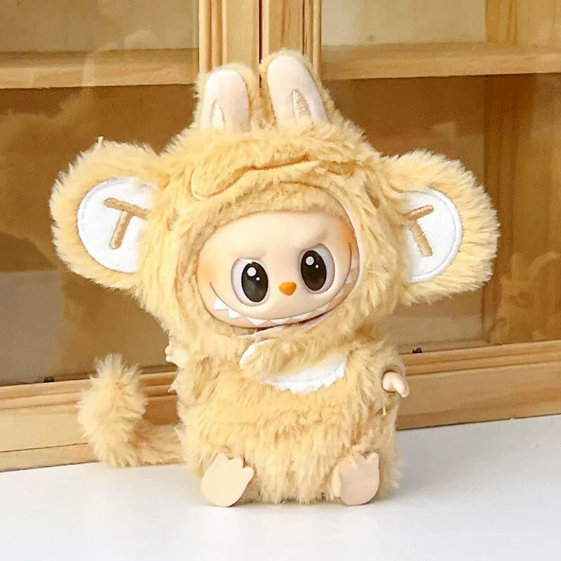New Labubu Series 1/2 Monkey Outfit - Cute Onesie with Big Ears Hat for Vinyl Doll