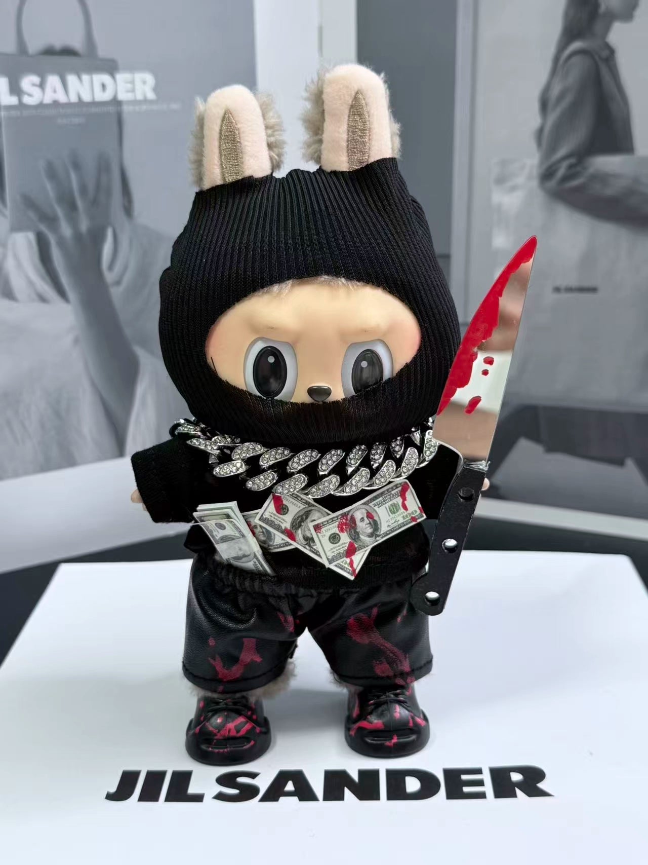 17cm Labubu Halloween Outfit - POP MART Black Gothic Clothes for Vinyl Doll