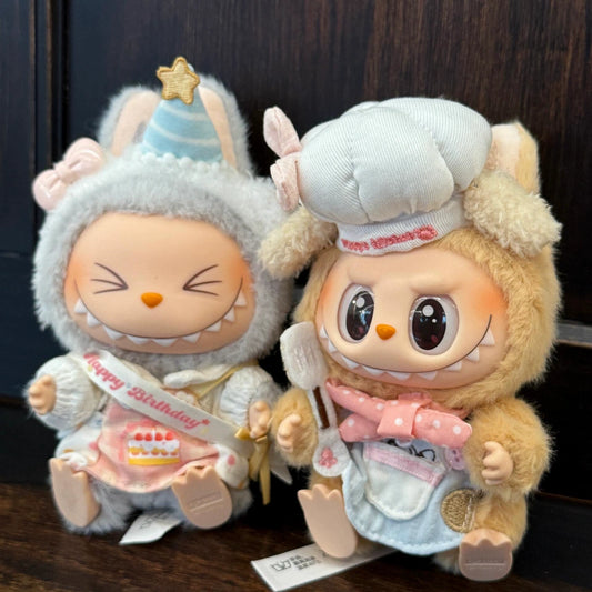 POP MART Labubu Doll Clothes Set - Puppy Kitchen Outfit w/Hat, Apron, Scarf & Spoon for Gen 1/2/3 Vinyl Figures 17cm (No Doll Included)