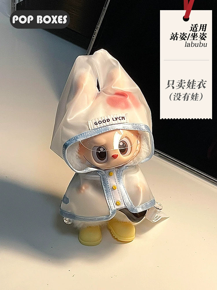 17cm Labubu Transparent Raincoat | Doll Clothes | Without Shoes