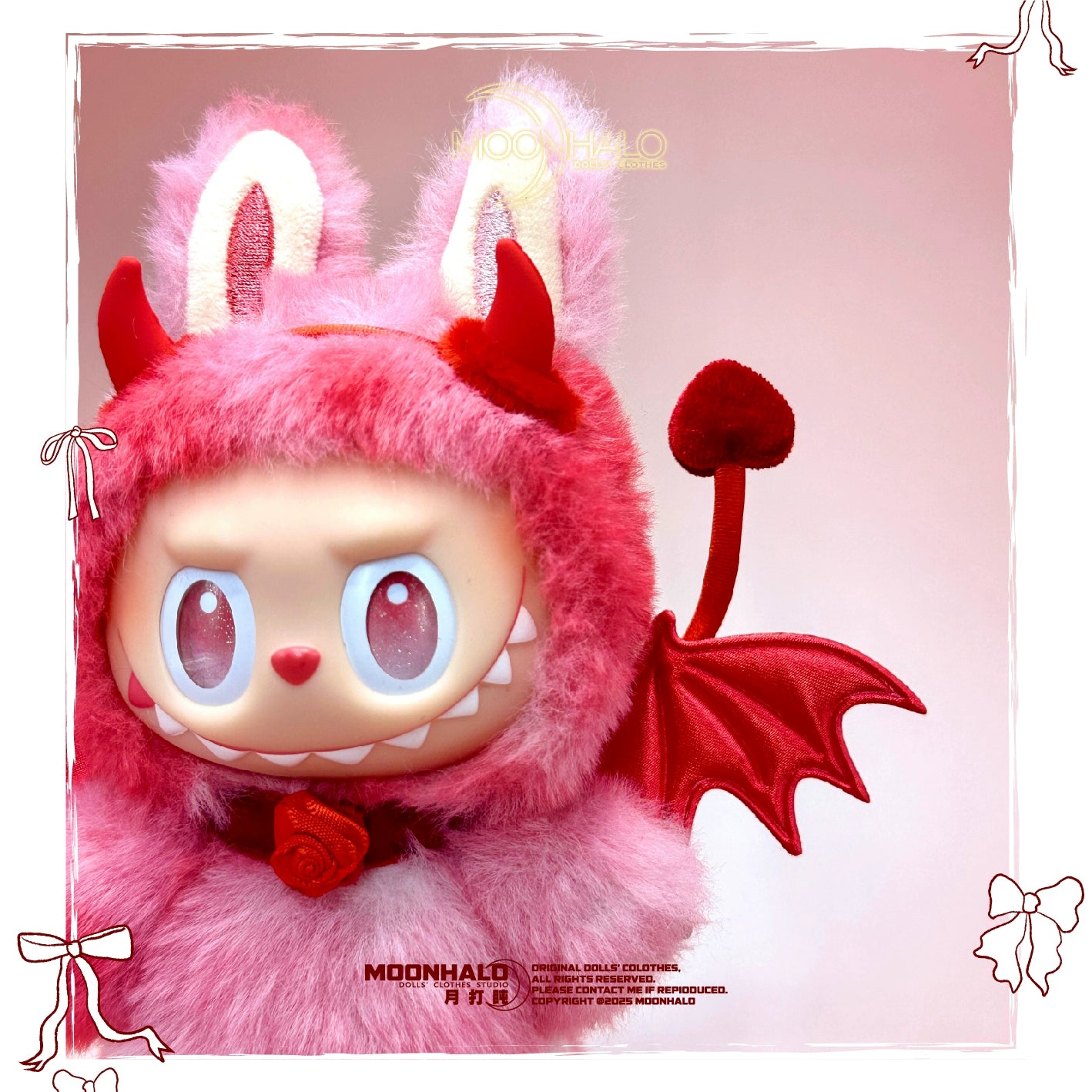17cm Labubu Halloween Trick-or-Treat Red Devil Outfit Set | Wings, Tail & Horns Included