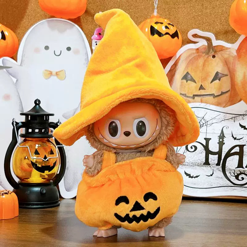 Labubu Series 1/2 Halloween Outfit - Pumpkin Costume for Keychain Doll Clothes Change