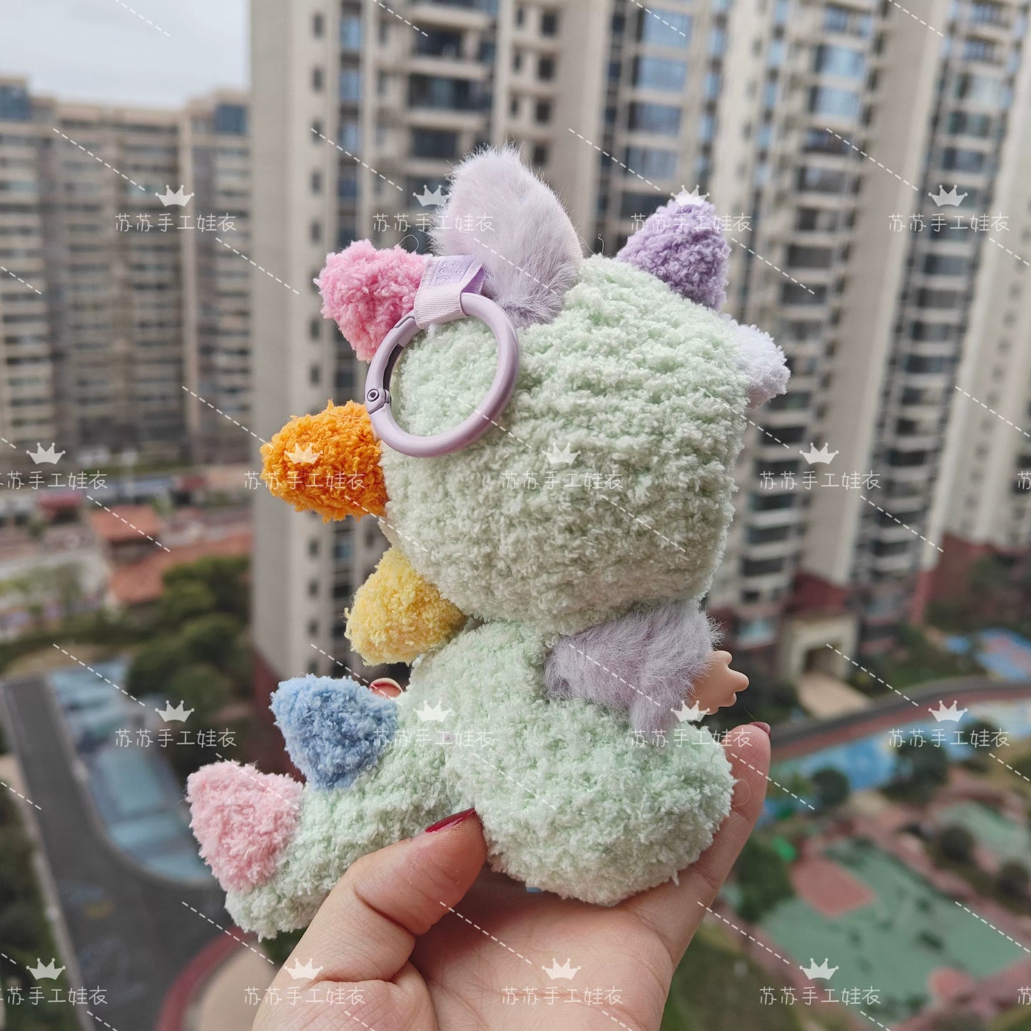 POP MART Labubu Hand-Knitted Dinosaur Outfit - Plush Vinyl Doll Clothes for Blind Box
