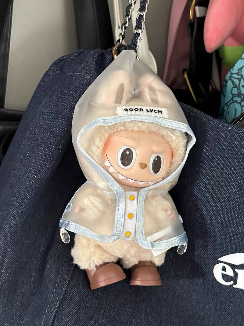 Labubu Doll Raincoat - Clear PVC Outfit Fits Gen1/2/3 (No Doll & Shoes)