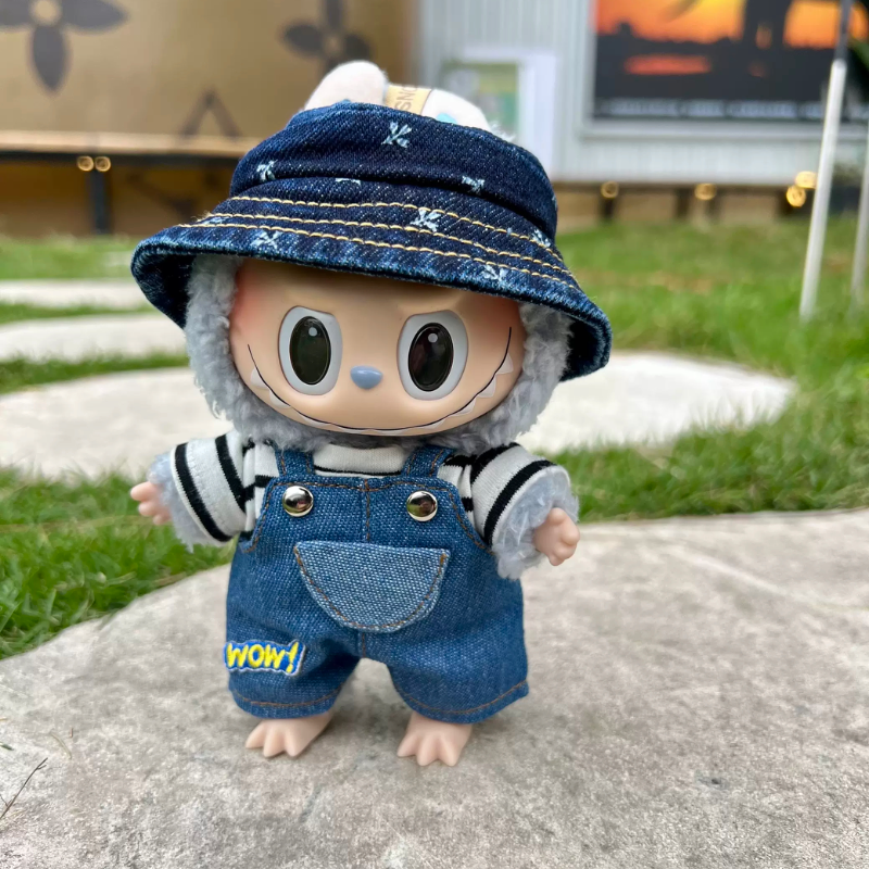 POP MART Labubu WOW Series Doll Clothes - Macaron Vinyl Face Cool Outfit for 17cm Figures (No Doll Included)