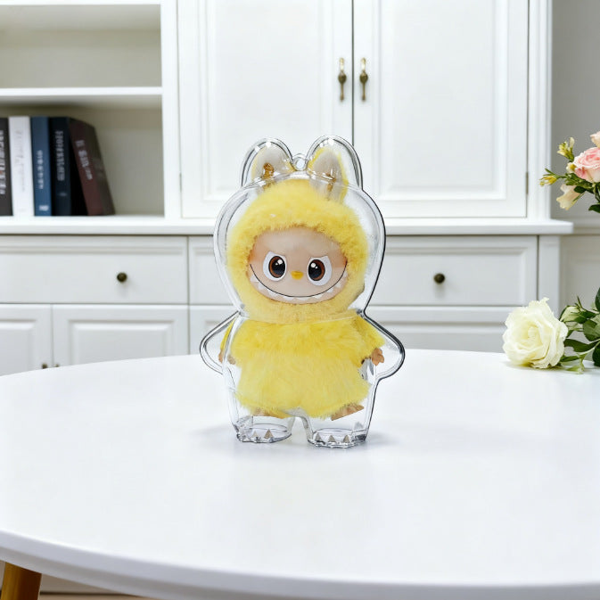 Pop Mart Labubu Gen 4 Secret Code Protective Case | 10.5cm Vinyl Doll Transparent Dust-Proof Display Case with Adjustable Strap