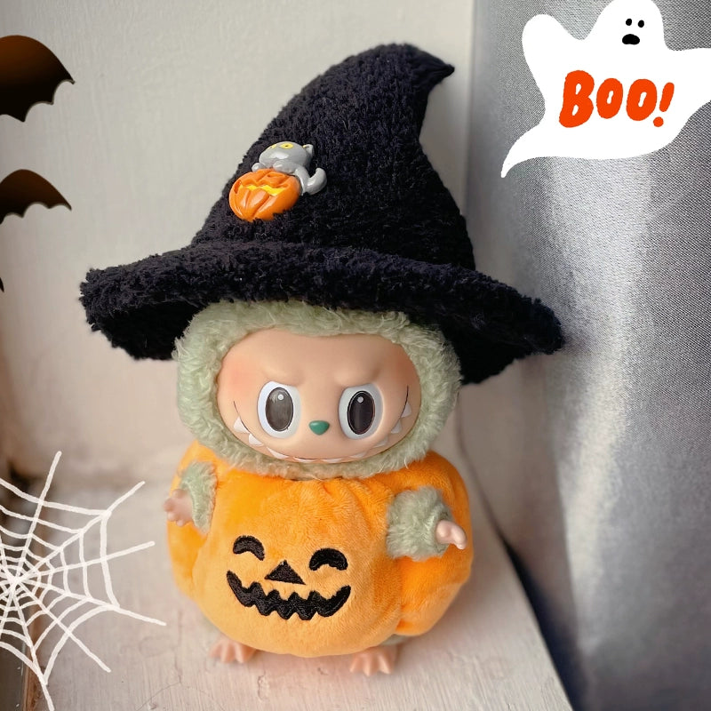 Halloween Pumpkin Costume for Labubu Vinyl Doll – Cute & Removable Outfit