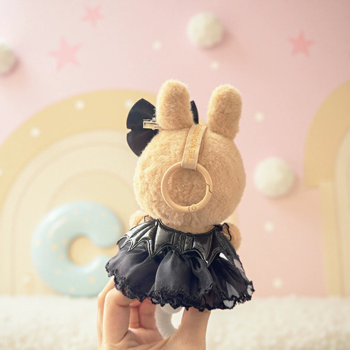 Labubu 17cm Sitting Doll Halloween Devil Overalls Set | Handmade Crocheted Costume