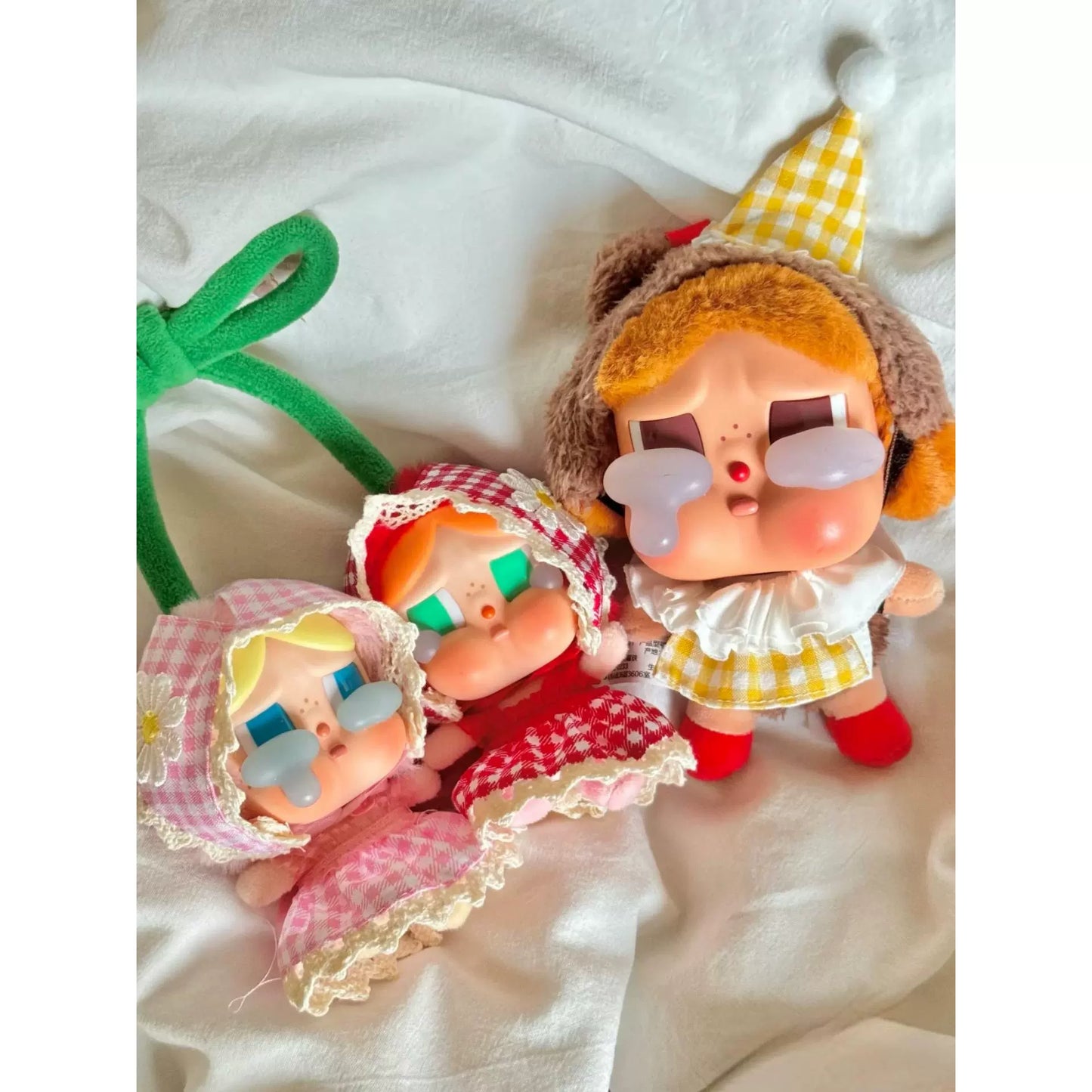 Crybaby Doll Clothes - Green Dress & Hair Bow Outfit for Tears Factory Vinyl Figures