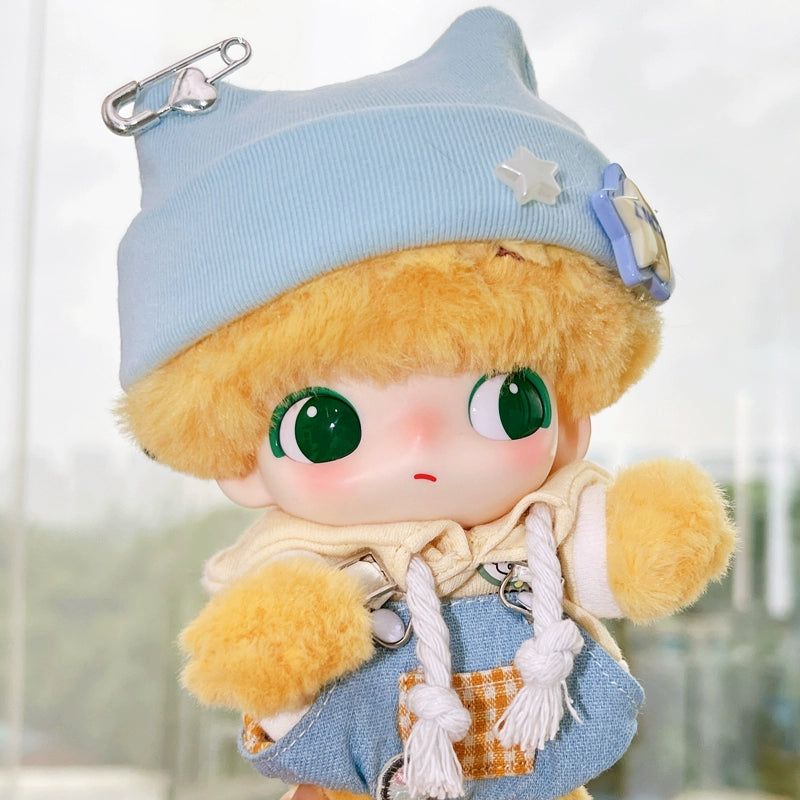 DIMOO x Pluto's House Set - Cozy Overalls & Cat-Ear Beanie for 10cm Vinyl Dolls