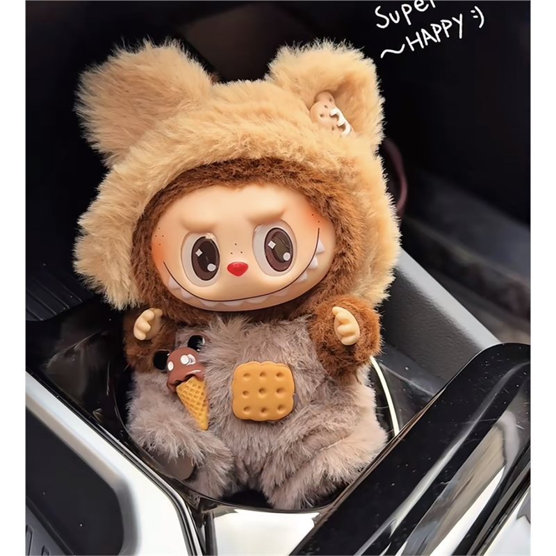 Labubu 1st-2nd Gen Cute Bear Overall Set | Panda Bear Overalls & Shirt Replacement Outfits for Plush Keychain Dolls