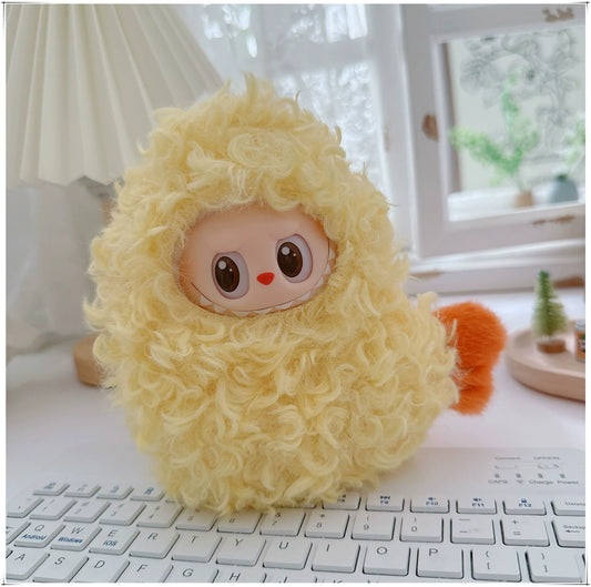 17cm Labubu Blind Box Doll Cartoon Outfit | Changeable Clothing with Fried Shrimp & Dinosaur Themes