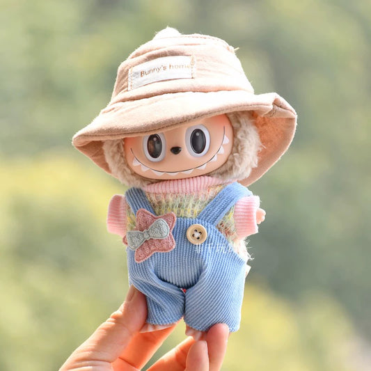 POP MART Labubu Doll Clothes - Color Knit Sweater Set w/Keychain for 17cm Figures (No Doll Included)