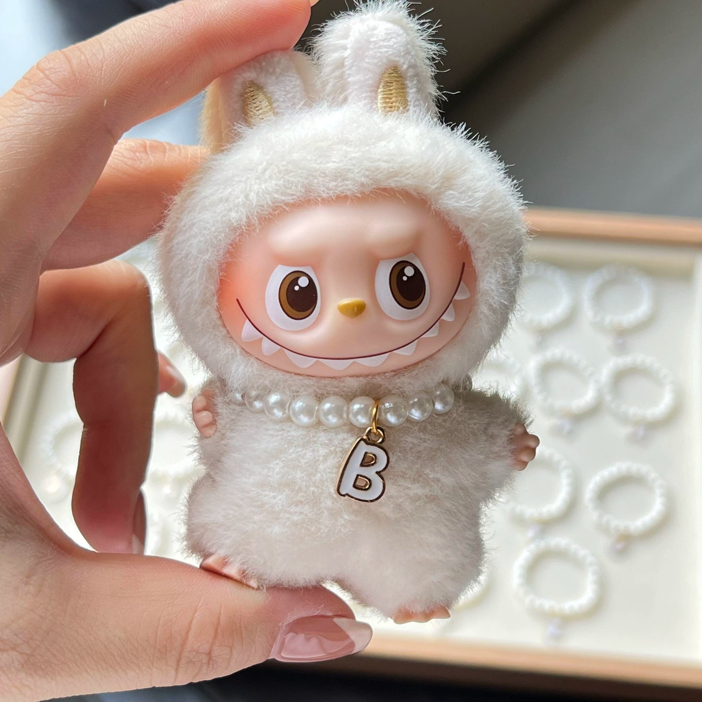10cm Labubu 4.0 Heart Code Necklace - New Outfit Accessory for Vinyl Doll Clothes