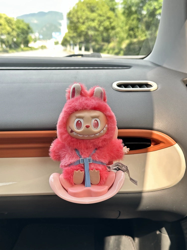 Labubu-Compatible Car Safety Seat, Dashboard Ornament & Air Vent Clip Set
