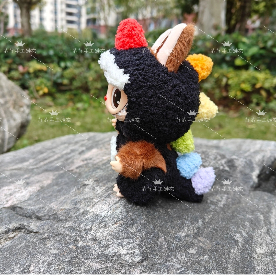 POP MART Labubu Hand-Knitted Dinosaur Outfit - Plush Vinyl Doll Clothes for Blind Box