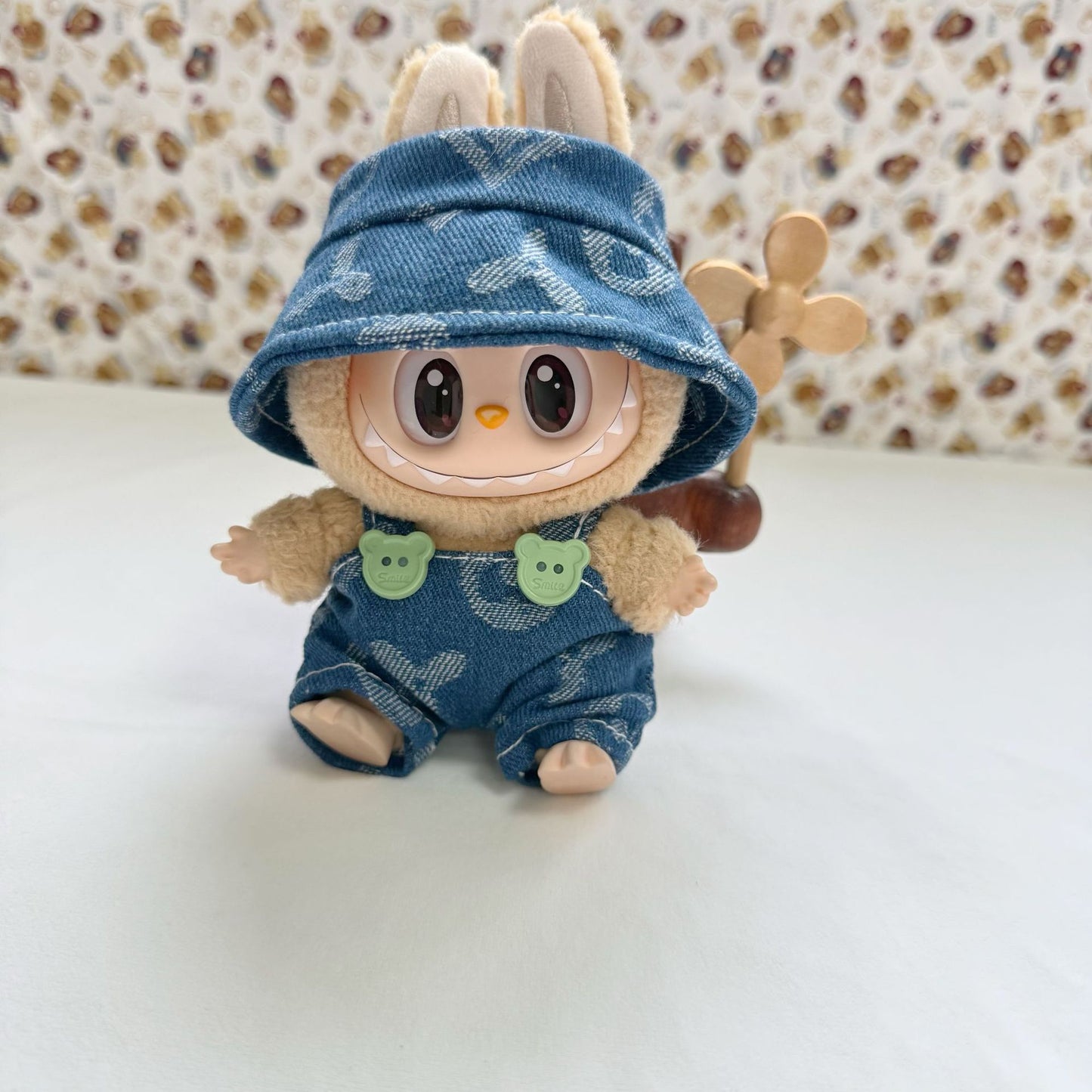Labubu Series 1/2/3 Outfit - Denim Clover Set for Keychain Doll Clothes Streetwear