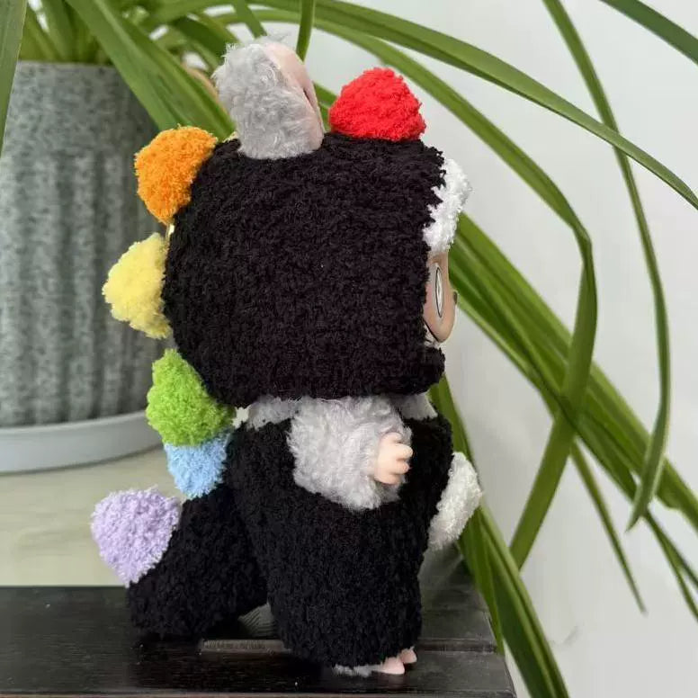 Labubu Vinyl & Plush Doll Clothing | 17cm Blind Box Charm & Cartoon Handmade Knitted Dinosaur Outfit Set