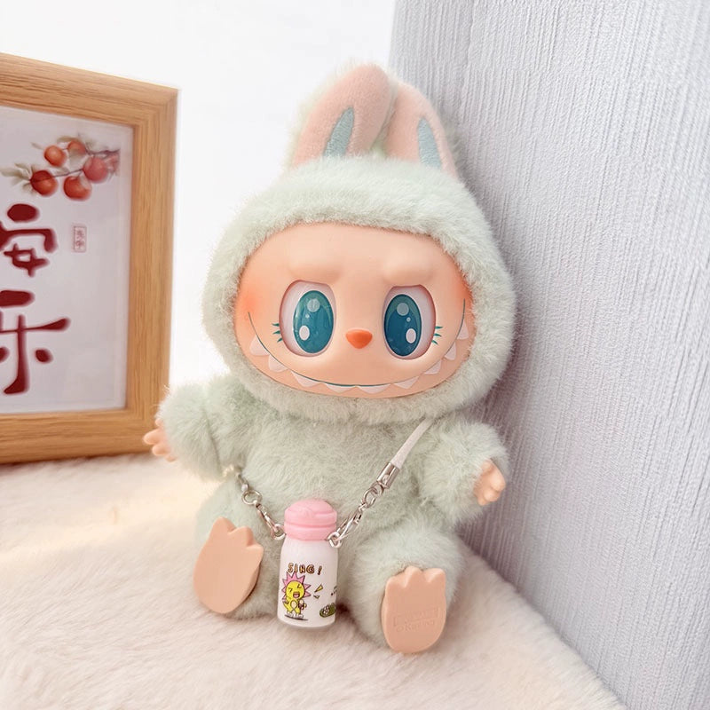 17cm Labubu Water Bottle Pendant - Mini Thermos Accessory for Doll Keychain (No Doll)