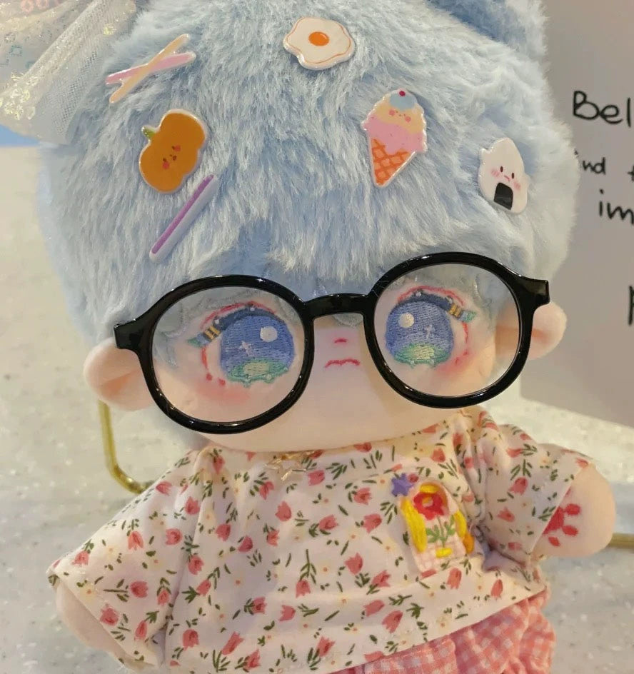 20cm Cotton Doll Glasses | Black Frame with Clear & Colorful Lenses Sunglasses Accessories for Photography Props