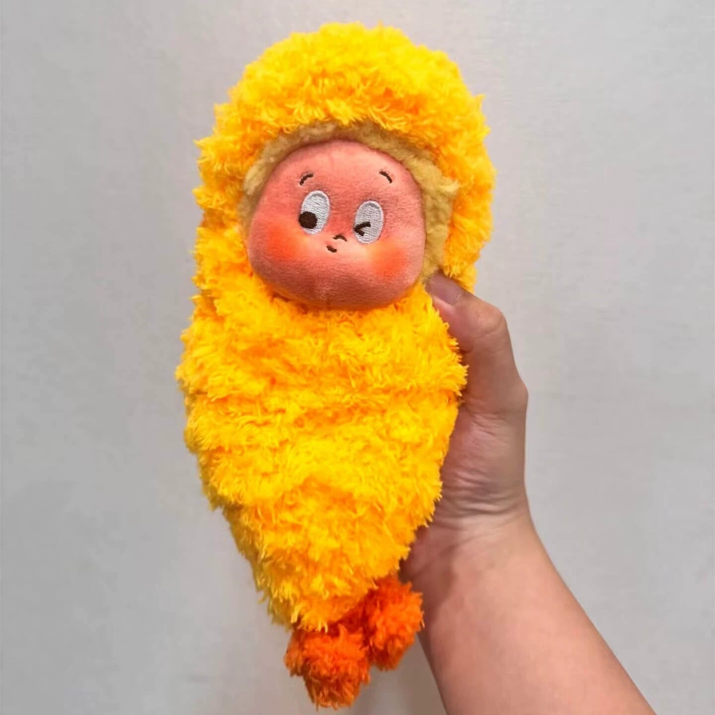 10cm Plush Keychain Outfit - Cute Fried Shrimp Costume for Blind Box Dolls