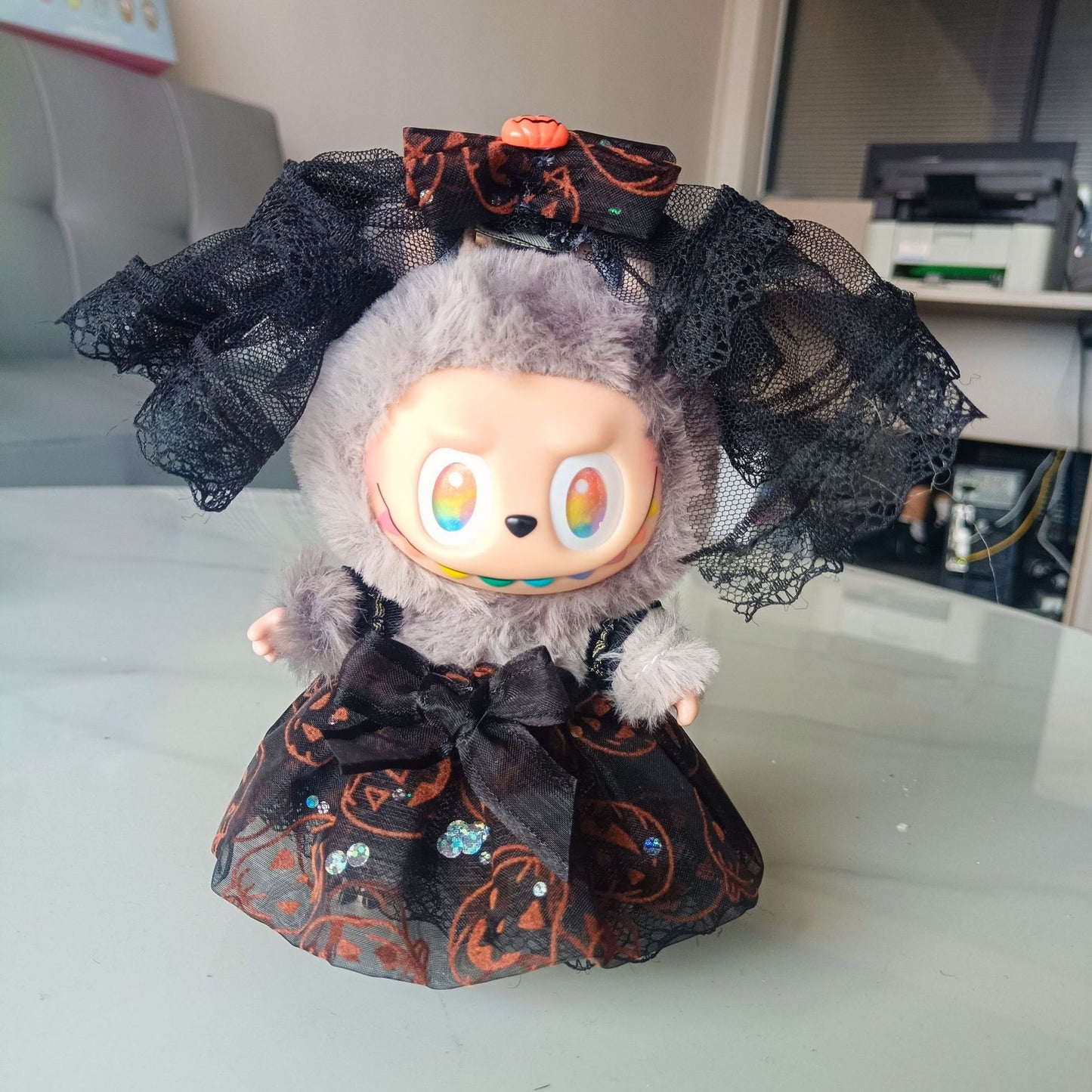 17cm Labubu Keychain Doll Clothes | Pumpkin Tulle Skirt & Christmas Outfits | Replacement Wear for Plush Charms