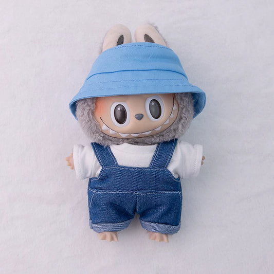 17cm Labubu Macaron Fisherman Hat - Vinyl Face Cap for Series 1/2/3 Doll Accessory