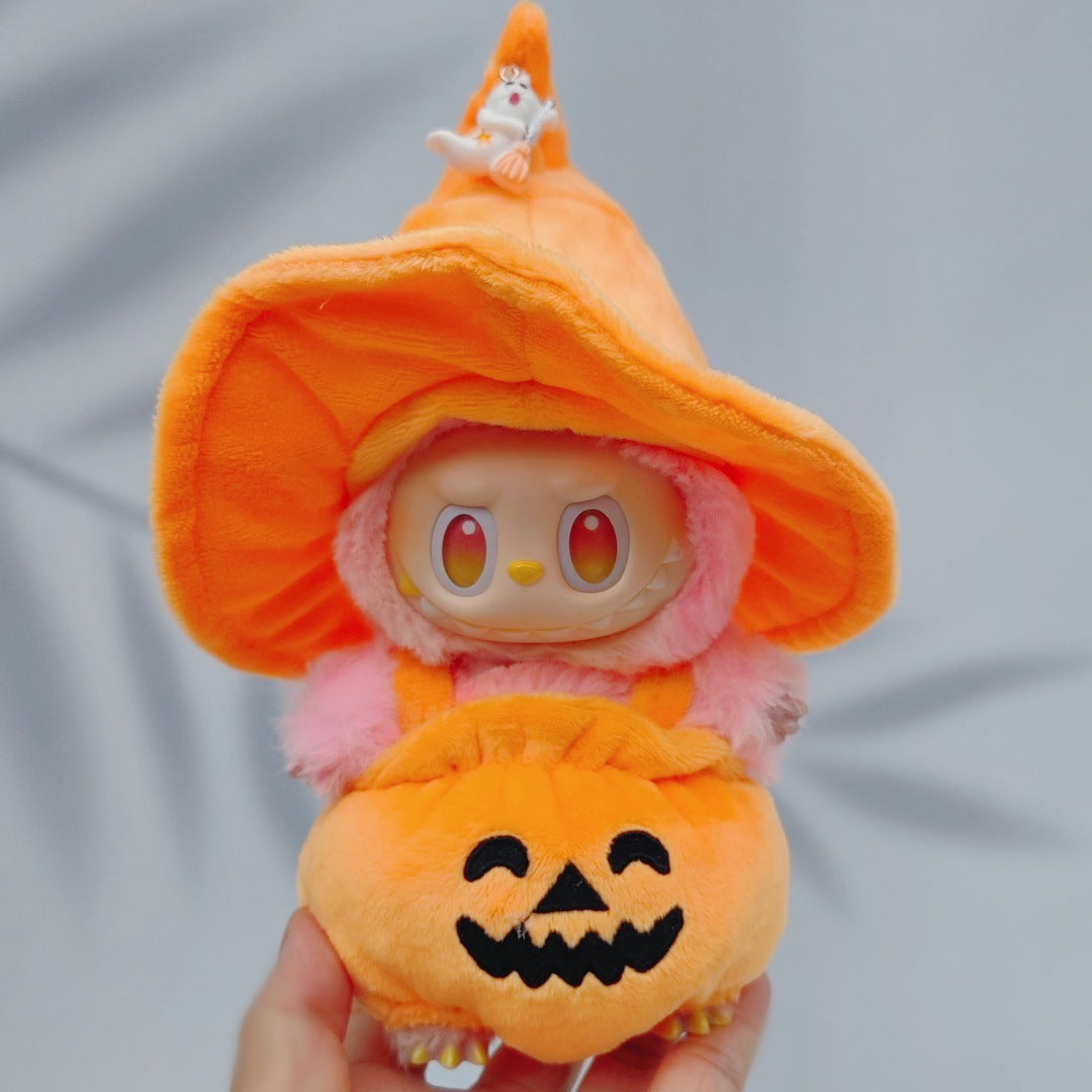 17cm Labubu Halloween Pumpkin & Christmas Devil Outfit | Vinyl Replacement Clothes with Horns & Tail for Collectible Dolls